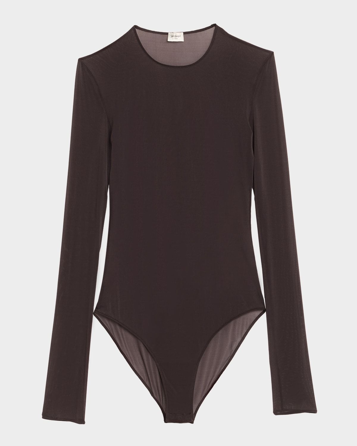 Sheer Knit Long-Sleeve Bodysuit