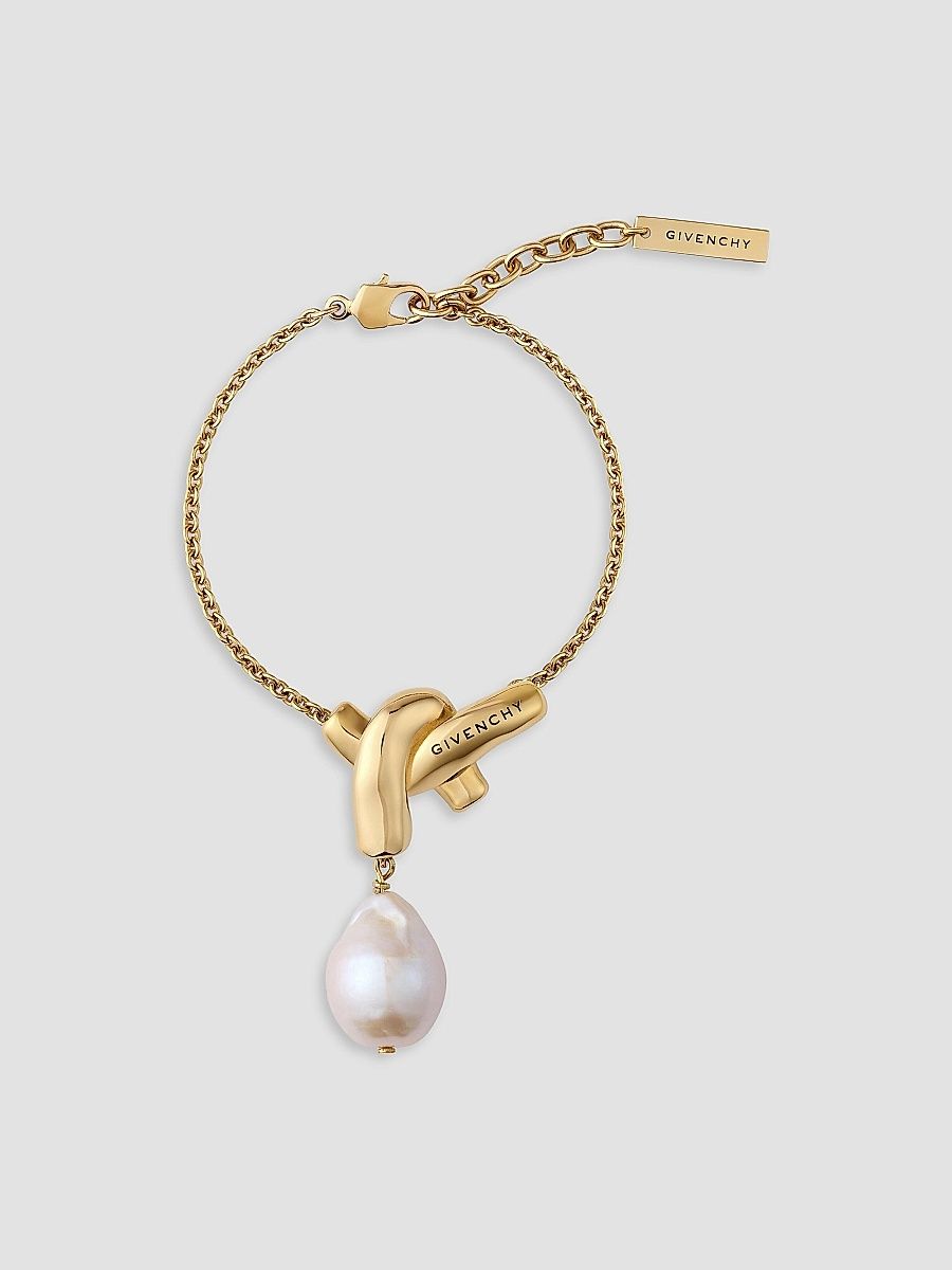 Givenchy Women's Chain Link Bracelet in Metal and Pearl - Gold White