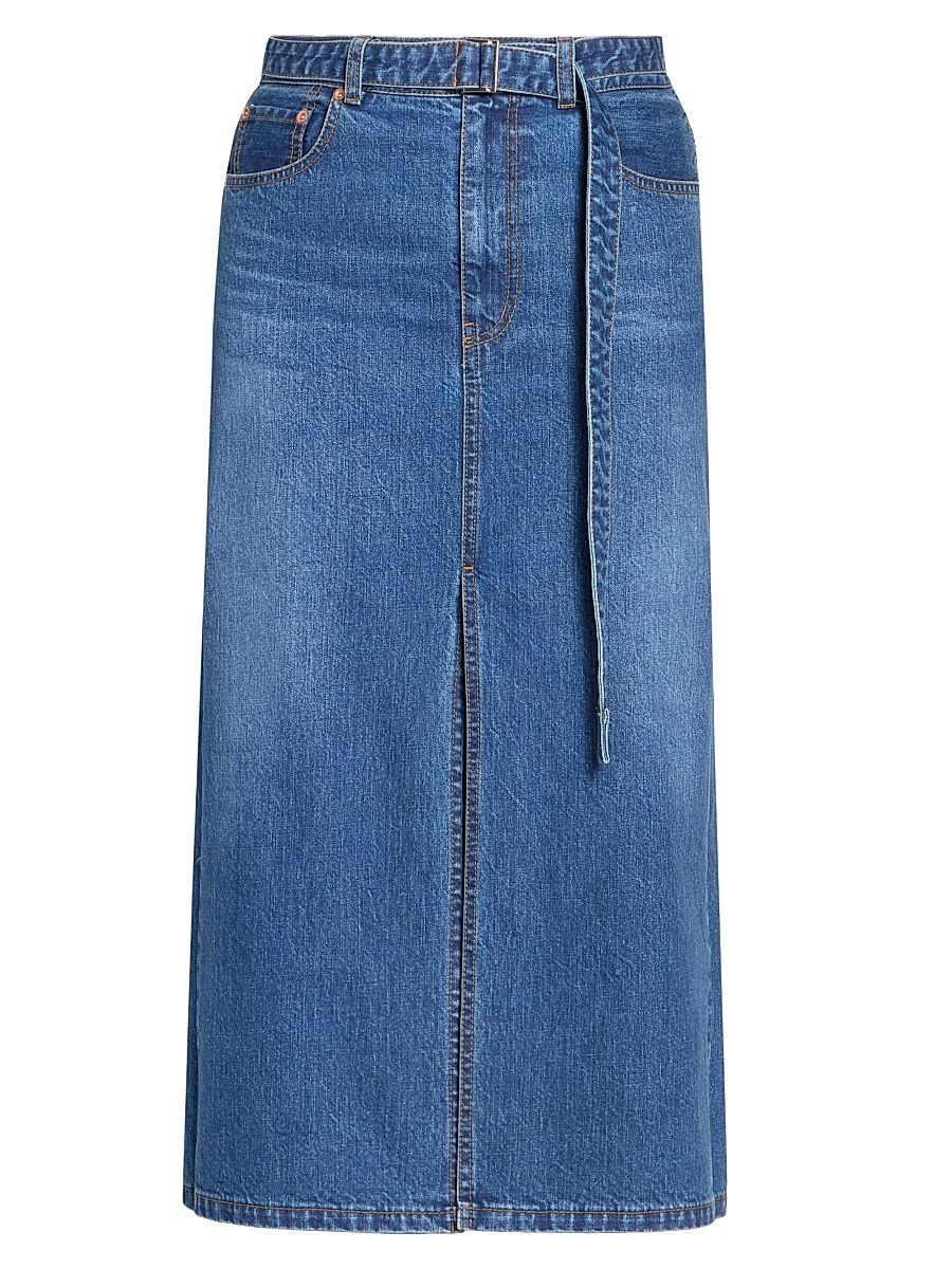Women's Denim Hybrid Midi-Skirt - Blue - Size XL