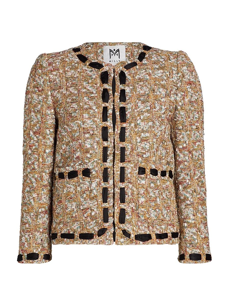 Women's Roman Tweed Ribbon Jacket - Gold Multi - Size 10