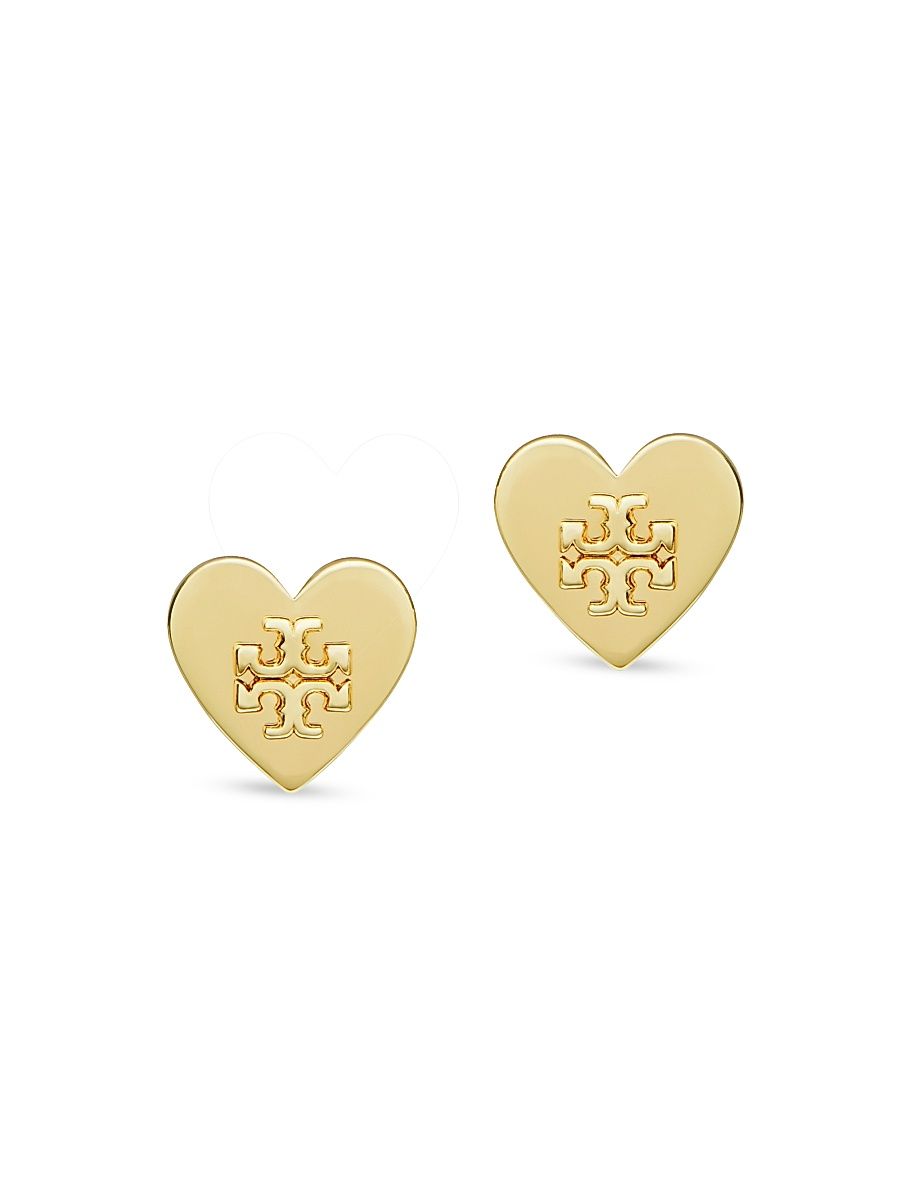 Women's Forget Me Not 18K-Gold-Plated Heart Stud Earrings - Tory Gold