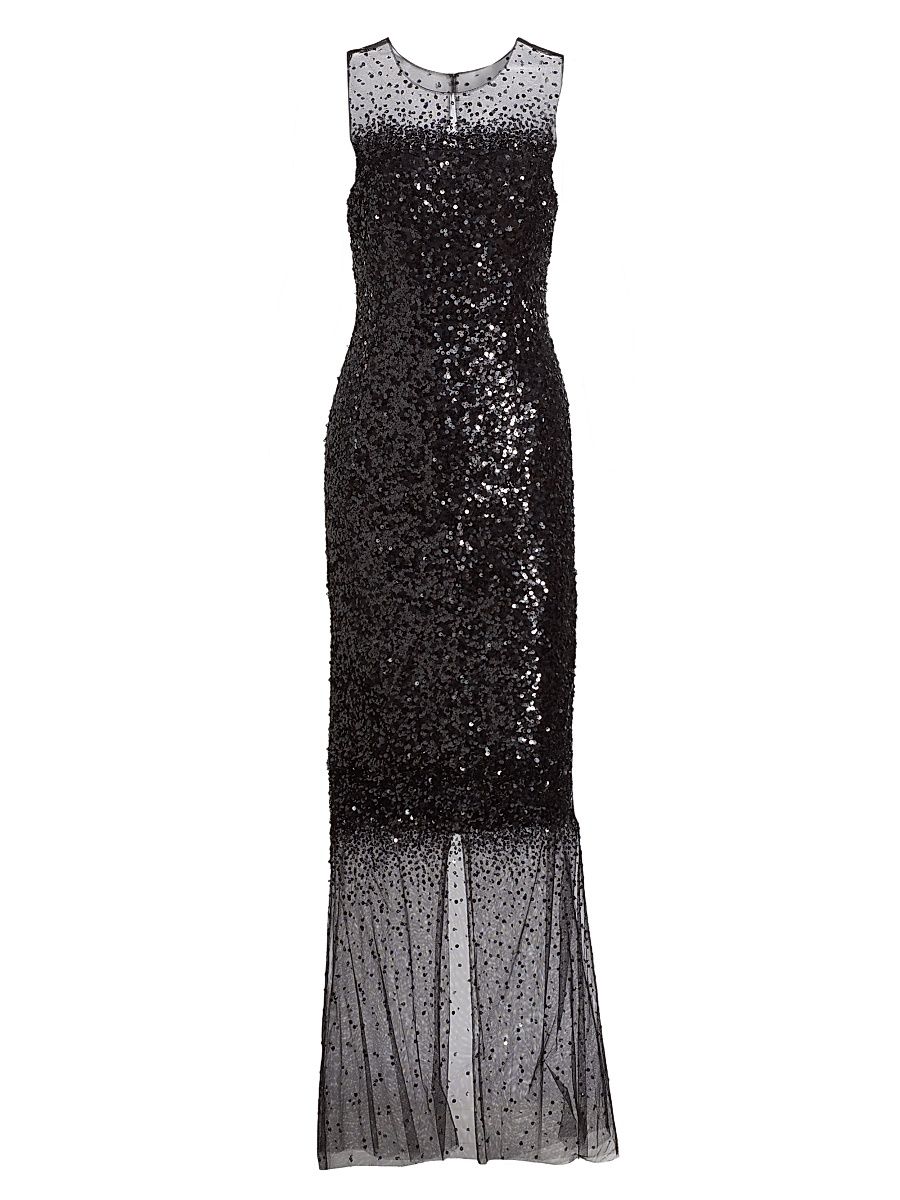 Women's Candida Sequined Tulle Gown - Black - Size 10