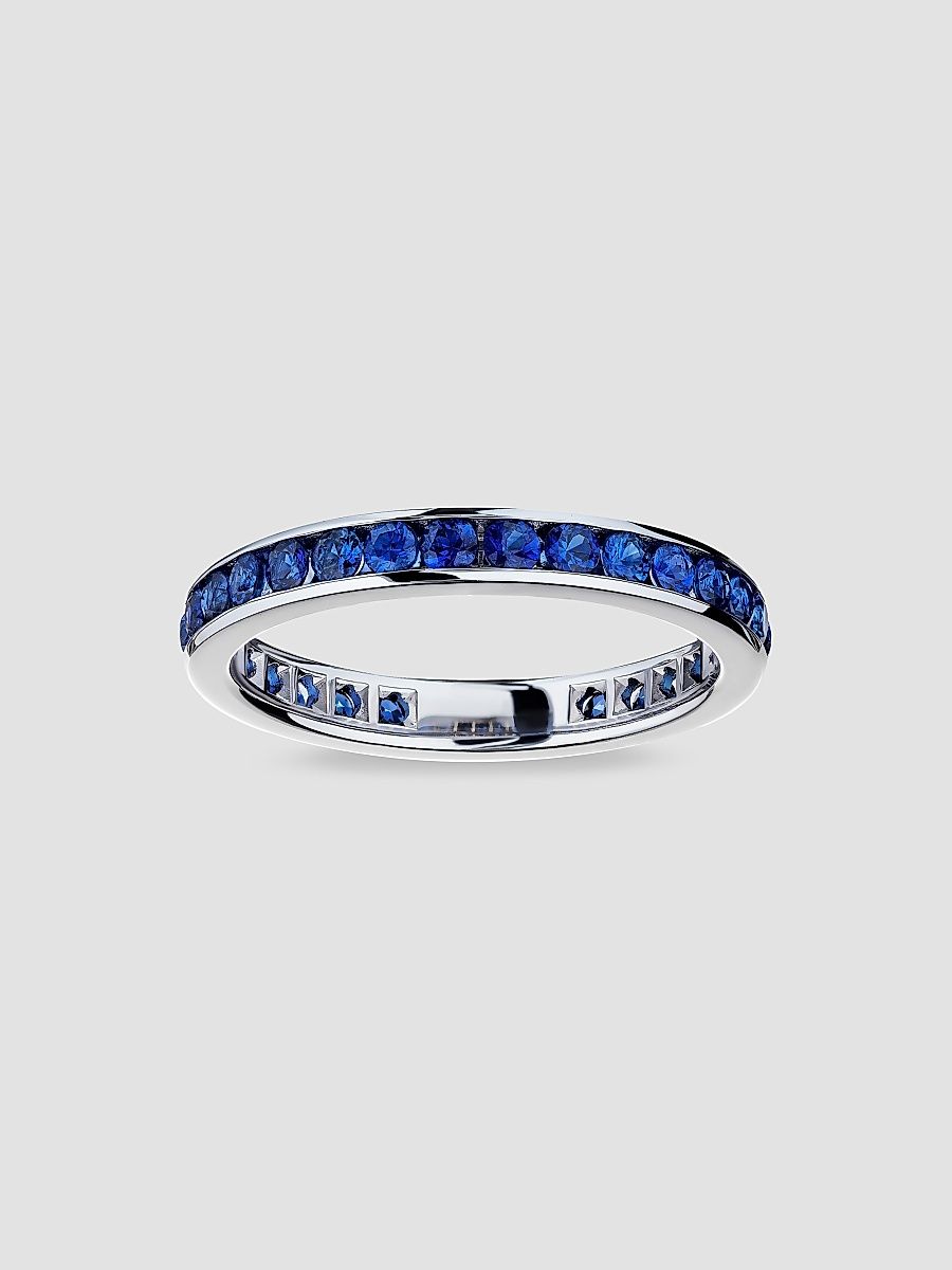Women's 18K White Gold & Blue Sapphire Eternity Band - White Gold - Size 7