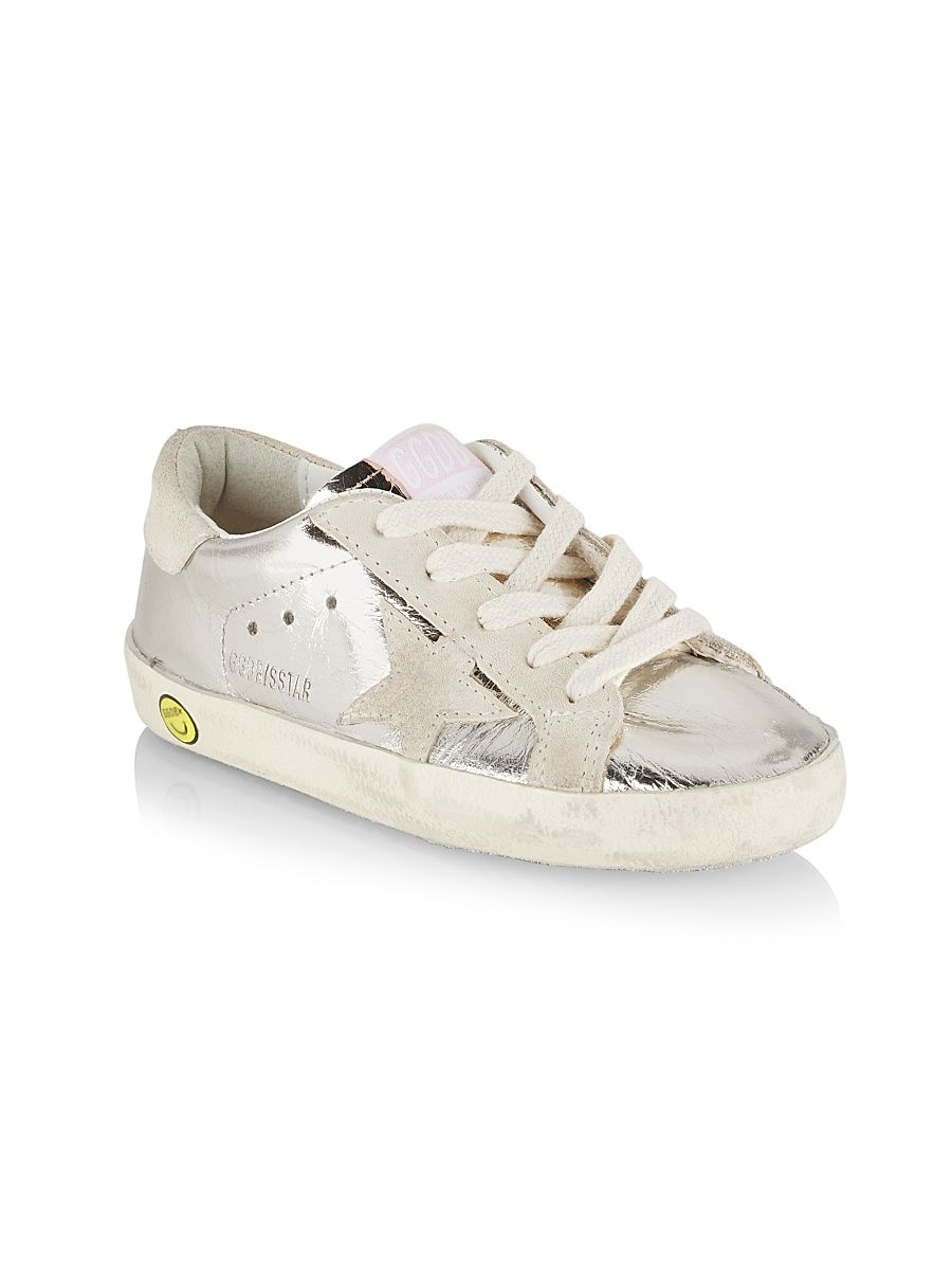 Baby Girl's, Little Girl's & Girl's Super-Star Laminated Suede Star Sneakers - Platinum Beige - Size 12 (Child)