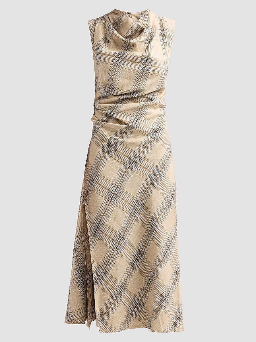 Women's Burke Draped Midi Dress - Rattan Plaid - Size 8