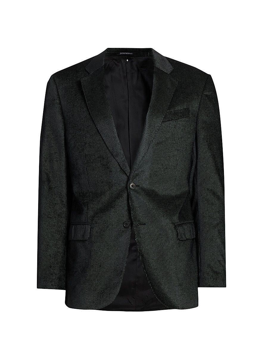 Men's Sateen Grid Dinner Jacket - Green Fancy - Size 42