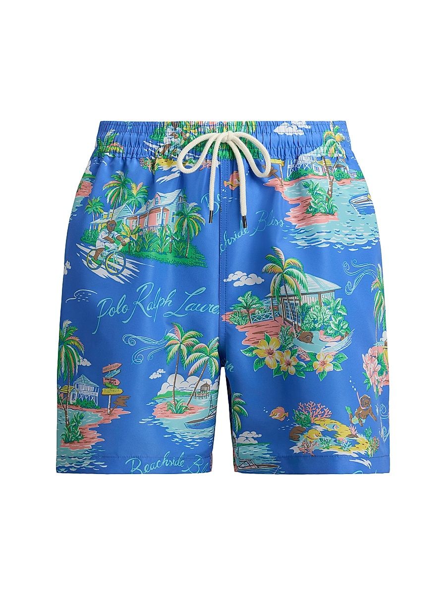 Men's Tropical Polo Bear Swim Trunks - Bahamas Bear - Size Large