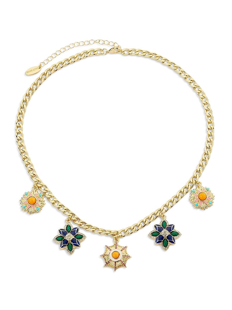 Women's Camila Goldtone, Enamel & Crystal Flower Charm Necklace - Gold