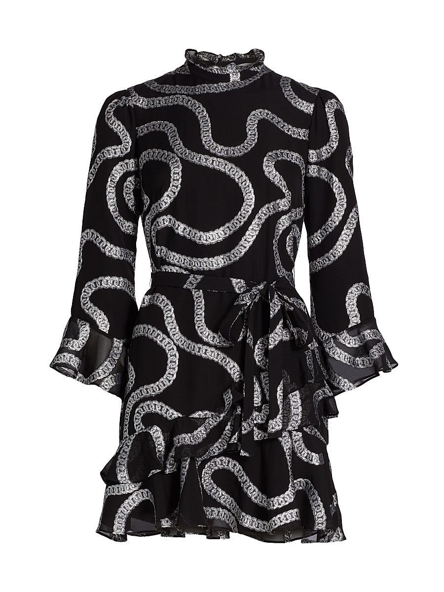 Women's Marissa Metallic Minidress - Black Silver - Size 4