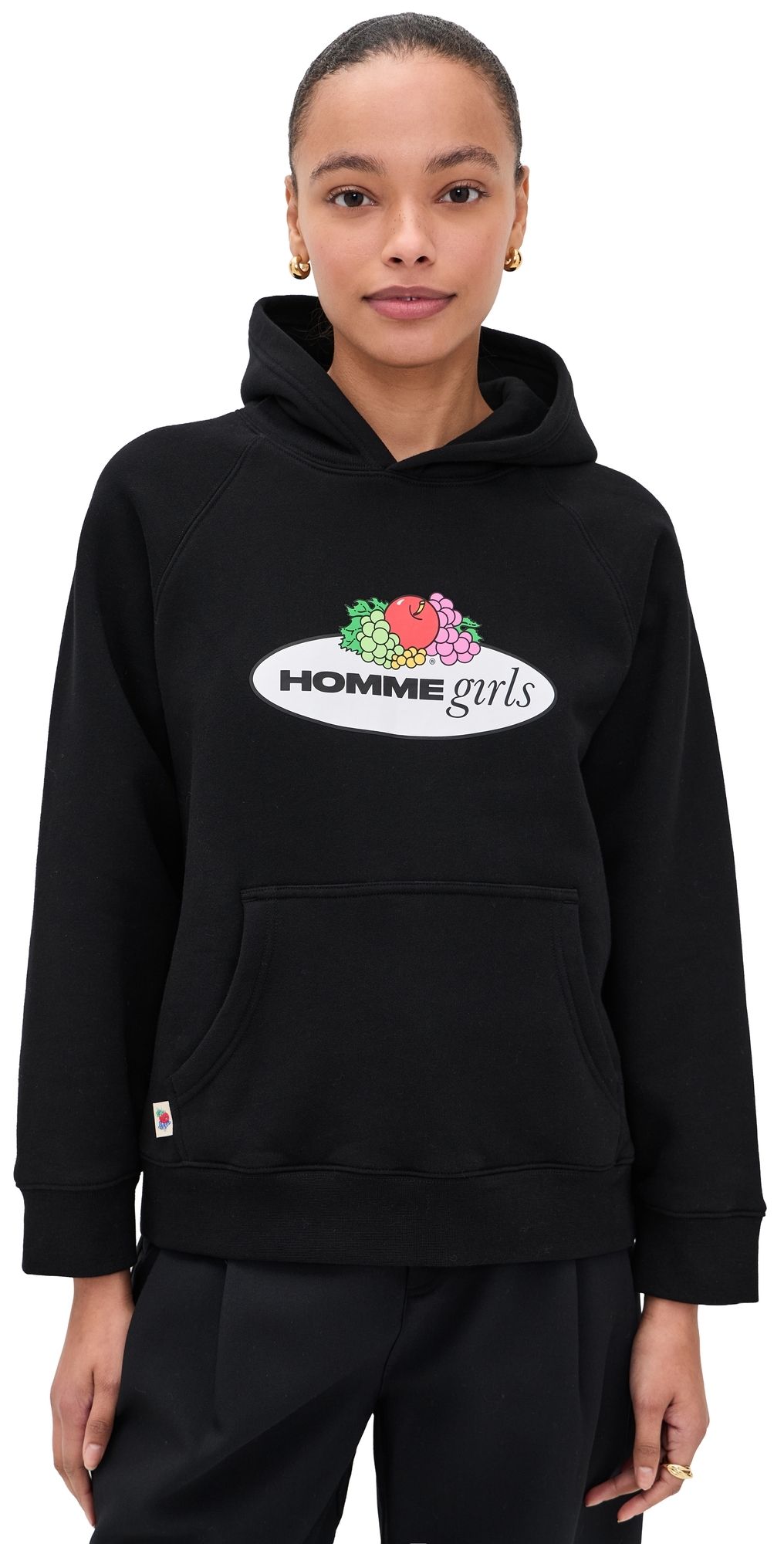 HOMMEGIRLS Homme Girls x Fruit of The Loom Hoodie Black w/ Logo M