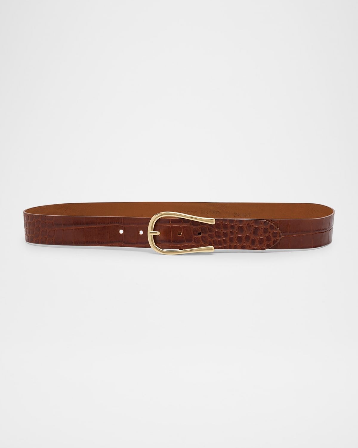 Croc-Embossed Leather Belt