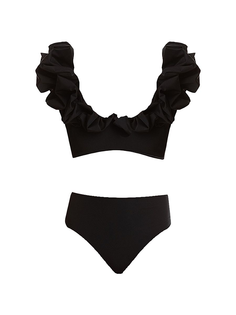 Women's Lucila Ruffle Bikini Set - Black - Size 2
