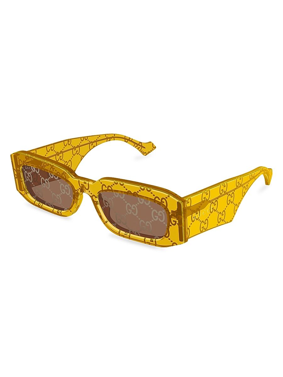 Men's Gucci Generation 54MM Rectangular Sunglasses - Yellow Brown