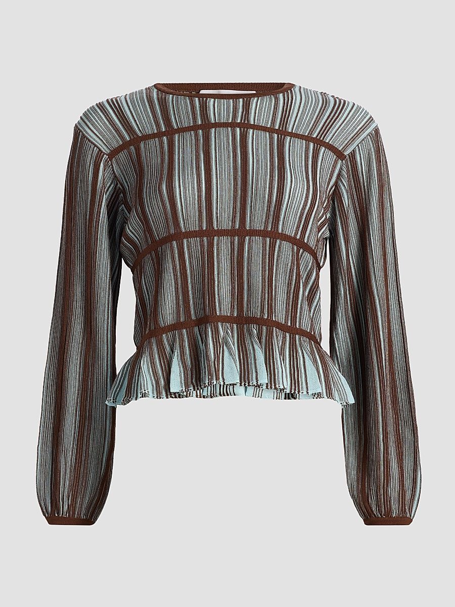 Women's Ashlyne Striped Knit Top - Sepia Combo - Size XXS