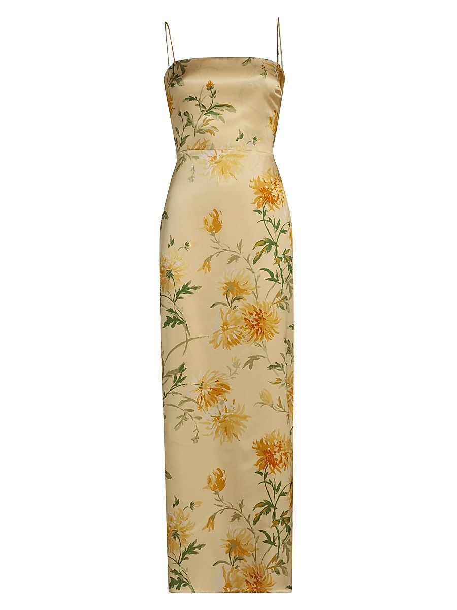 Women's Frankie Floral Silk Column Maxi Dress - Honey Glow - Size 8