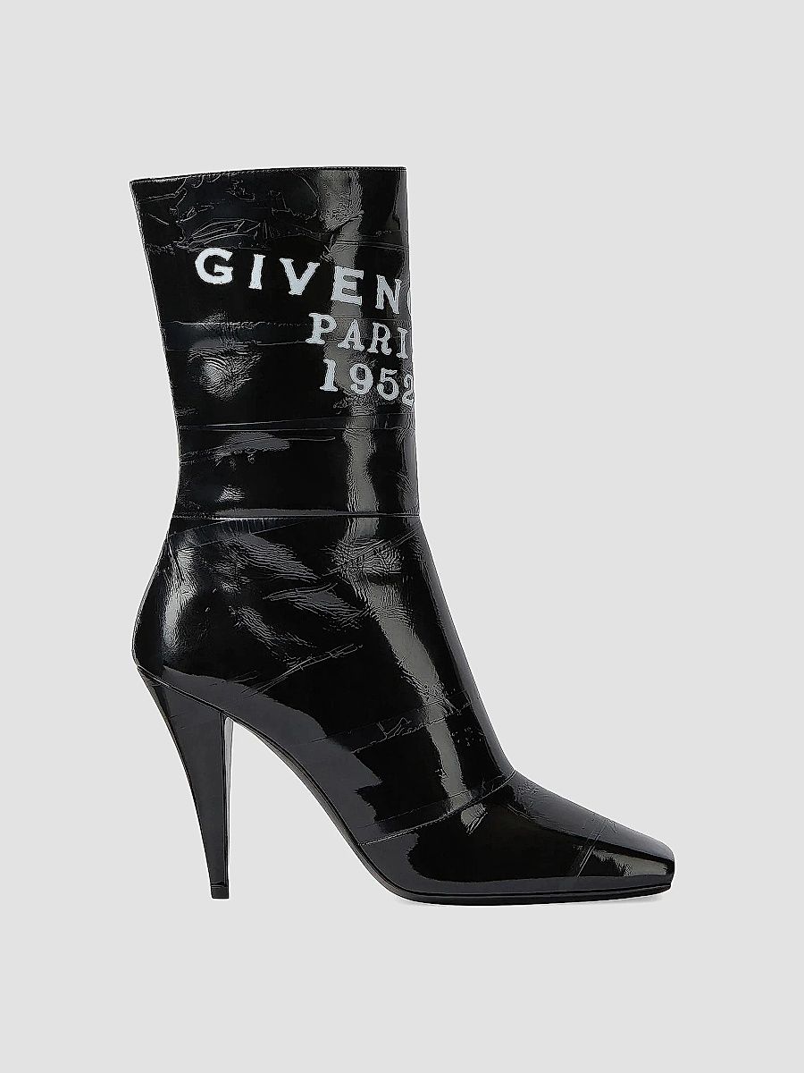 Givenchy Women's Sliced Square Tape Ankle Boots in Leather - Black - Size 10