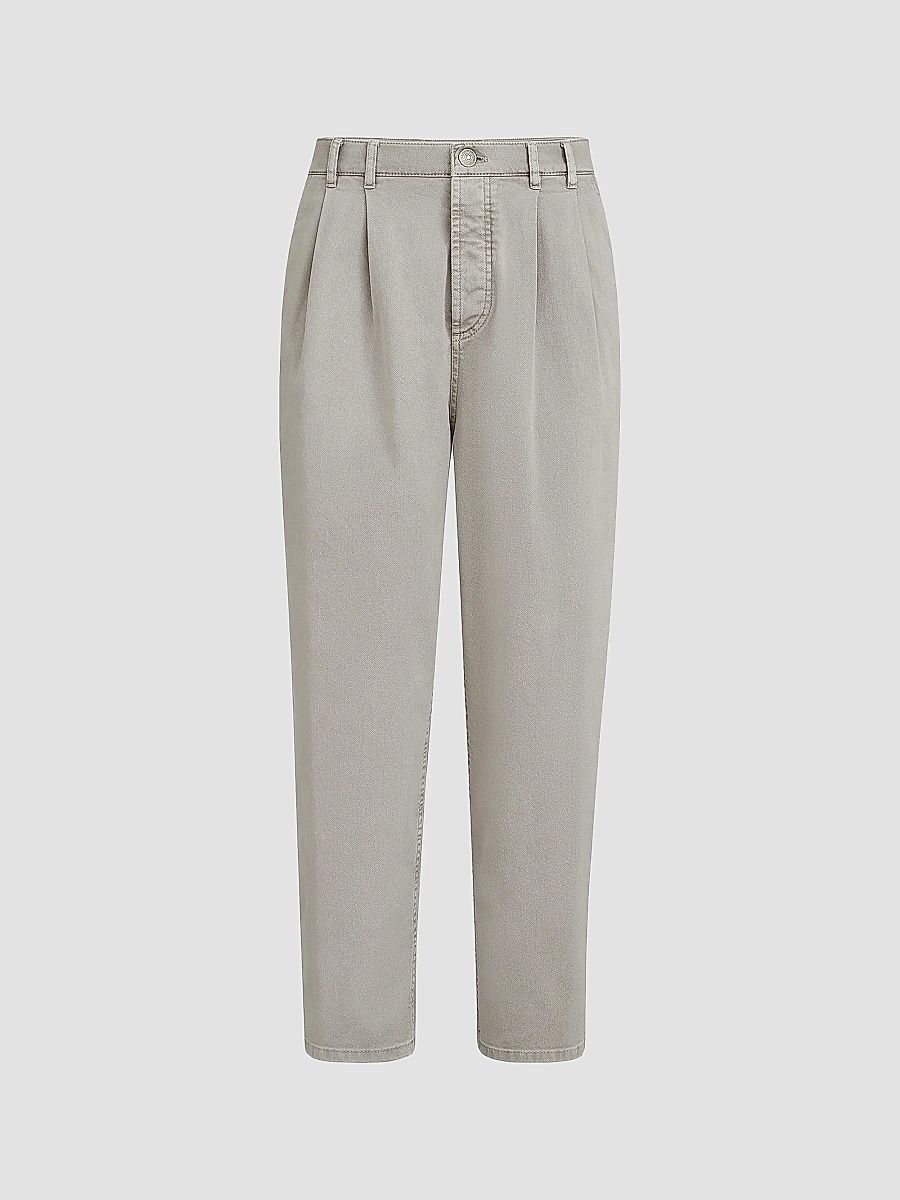 Brunello Cucinelli Men's Garment Dyed Iconic Fit Five Pocket Trousers - Mud - Size 38