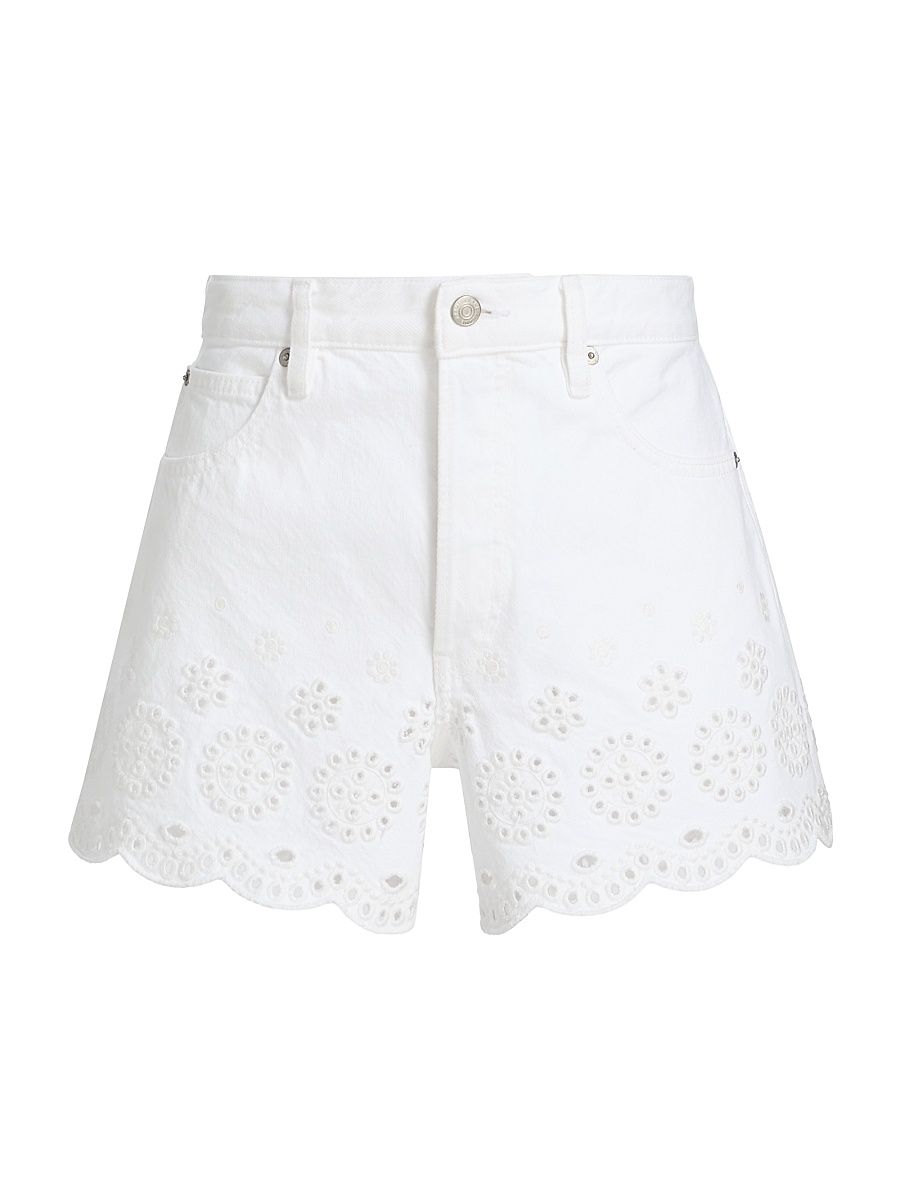 Women's The Eyelet Long Hang Denim Shorts - White - Size 31