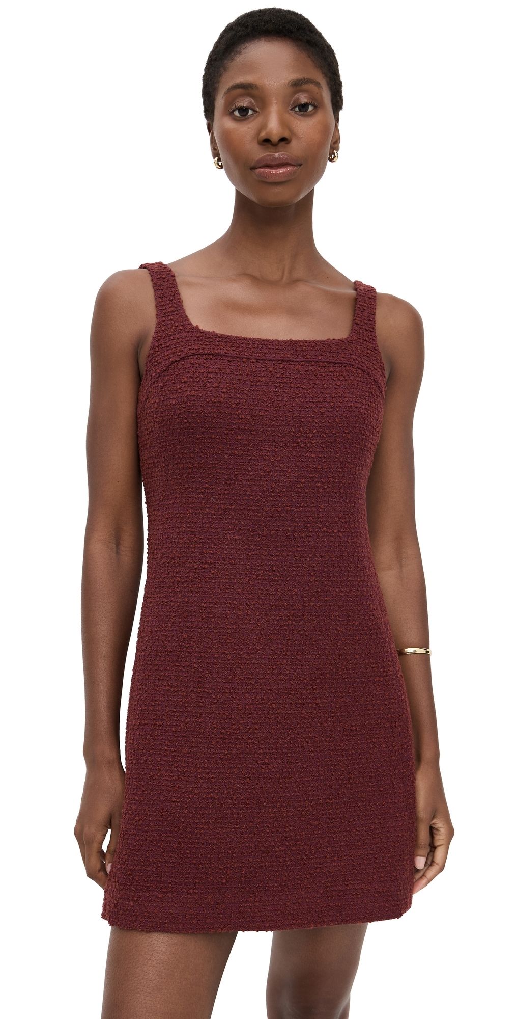 Theory Square Neck Yoke Dress Oxblood Red 00