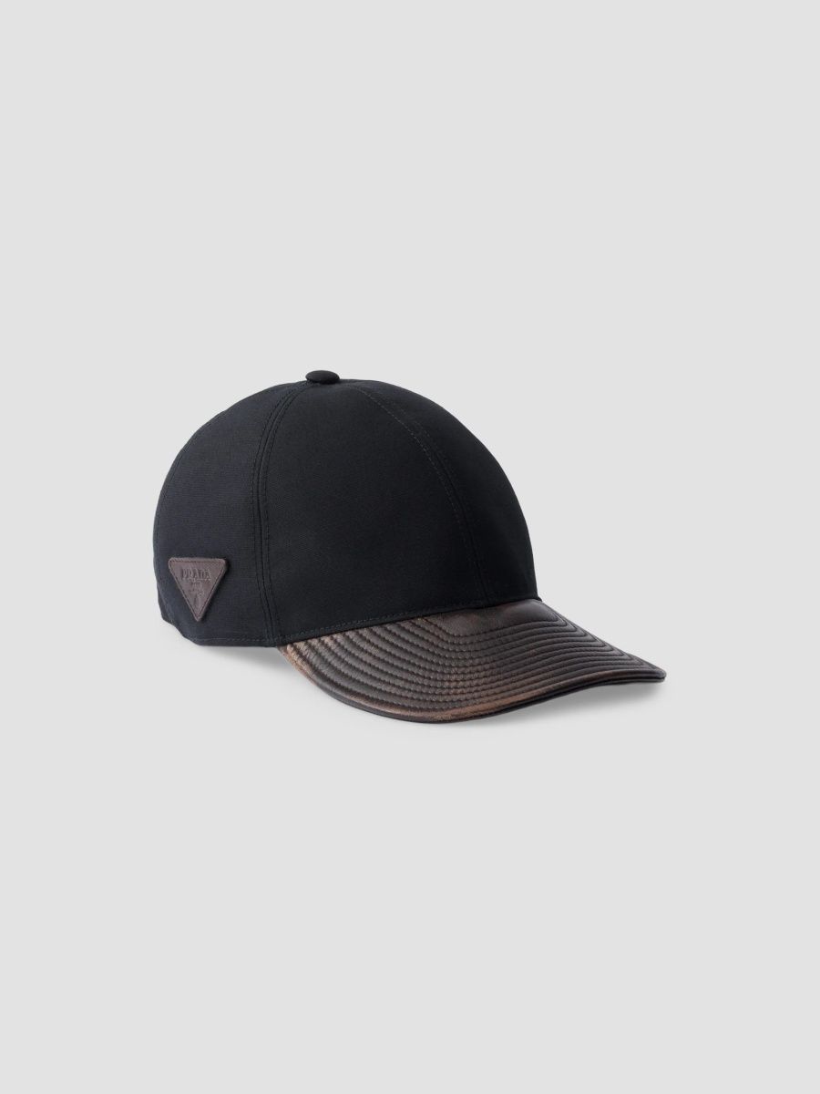 Prada Men's Technical Cotton and Leather Baseball Cap - Black - Size XXXL