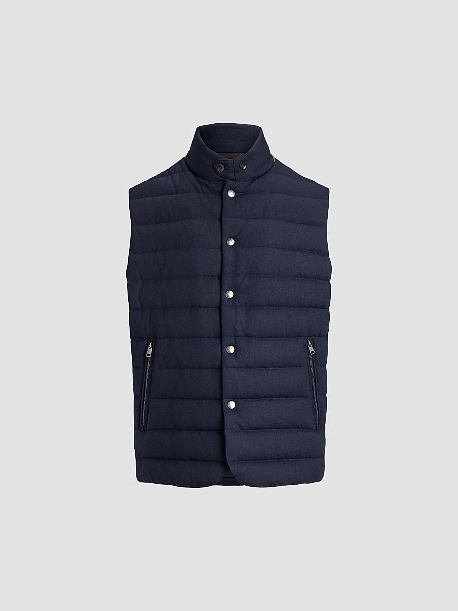 Men's Stanwood Wool-Blend Brushed Down Vest - Collection Navy - Size Large