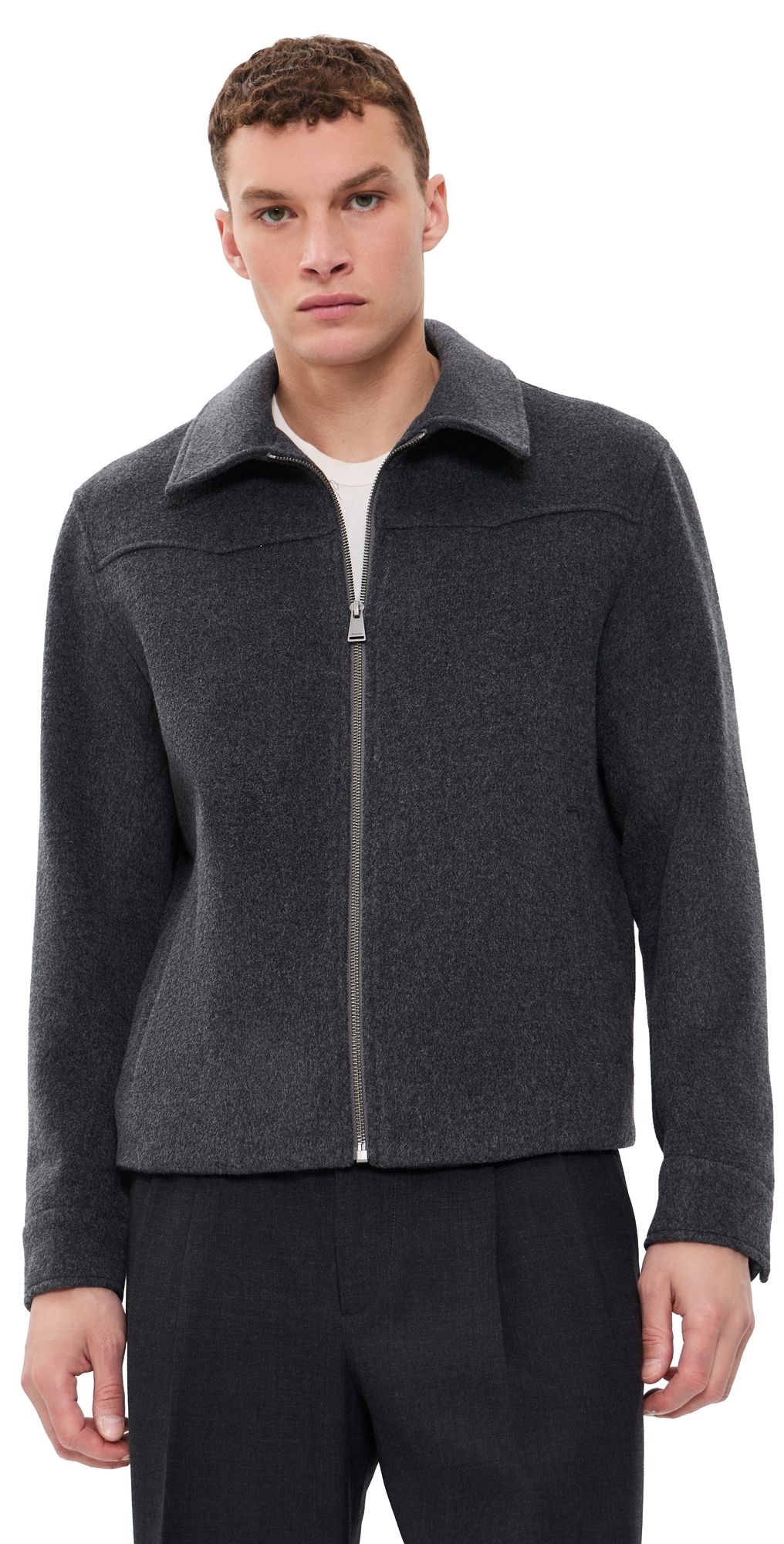 SIMKHAI Sterling Zip Front Jacket Dark Charcoal XL