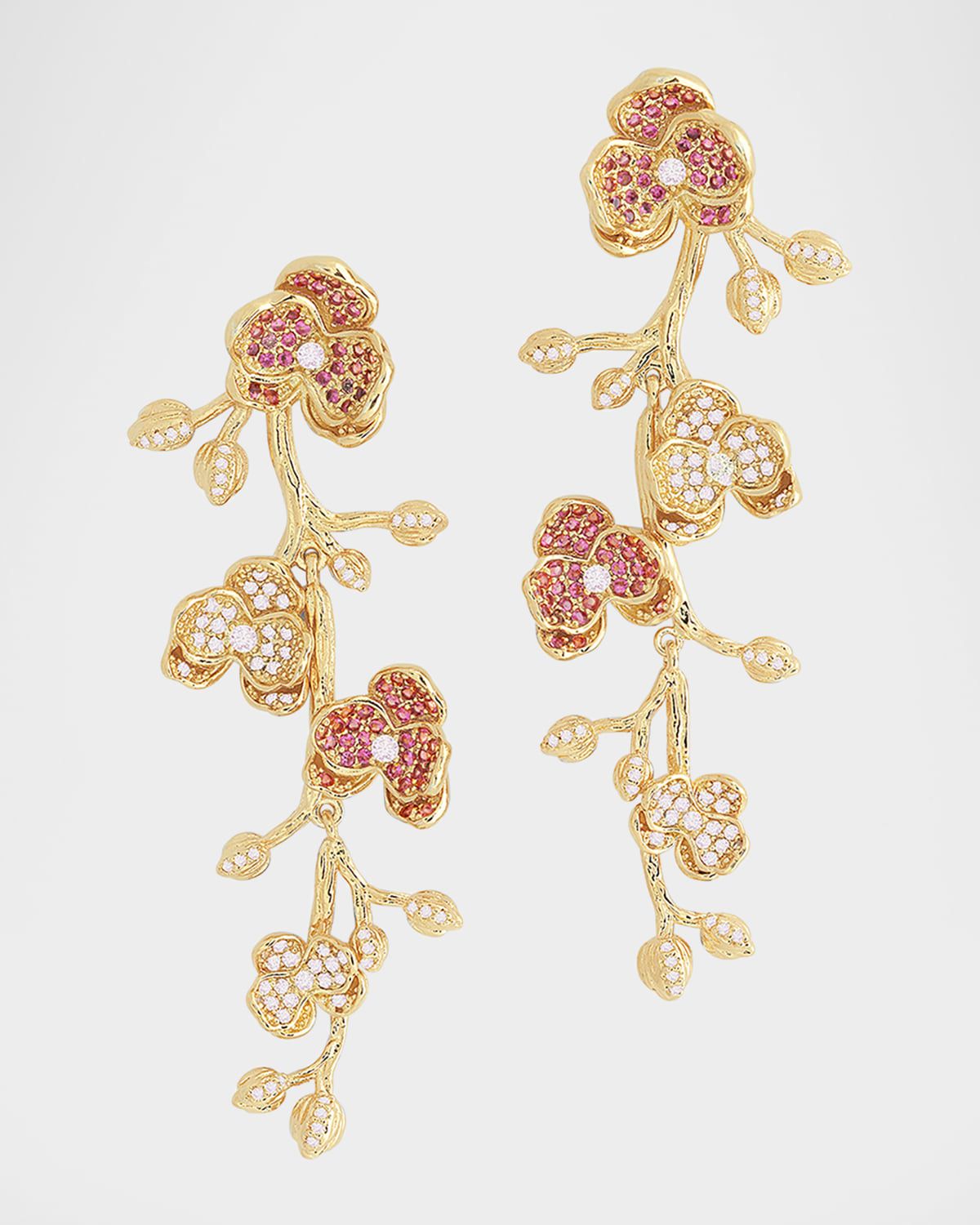 Cubic Zirconia Orchid Dangle Earrings