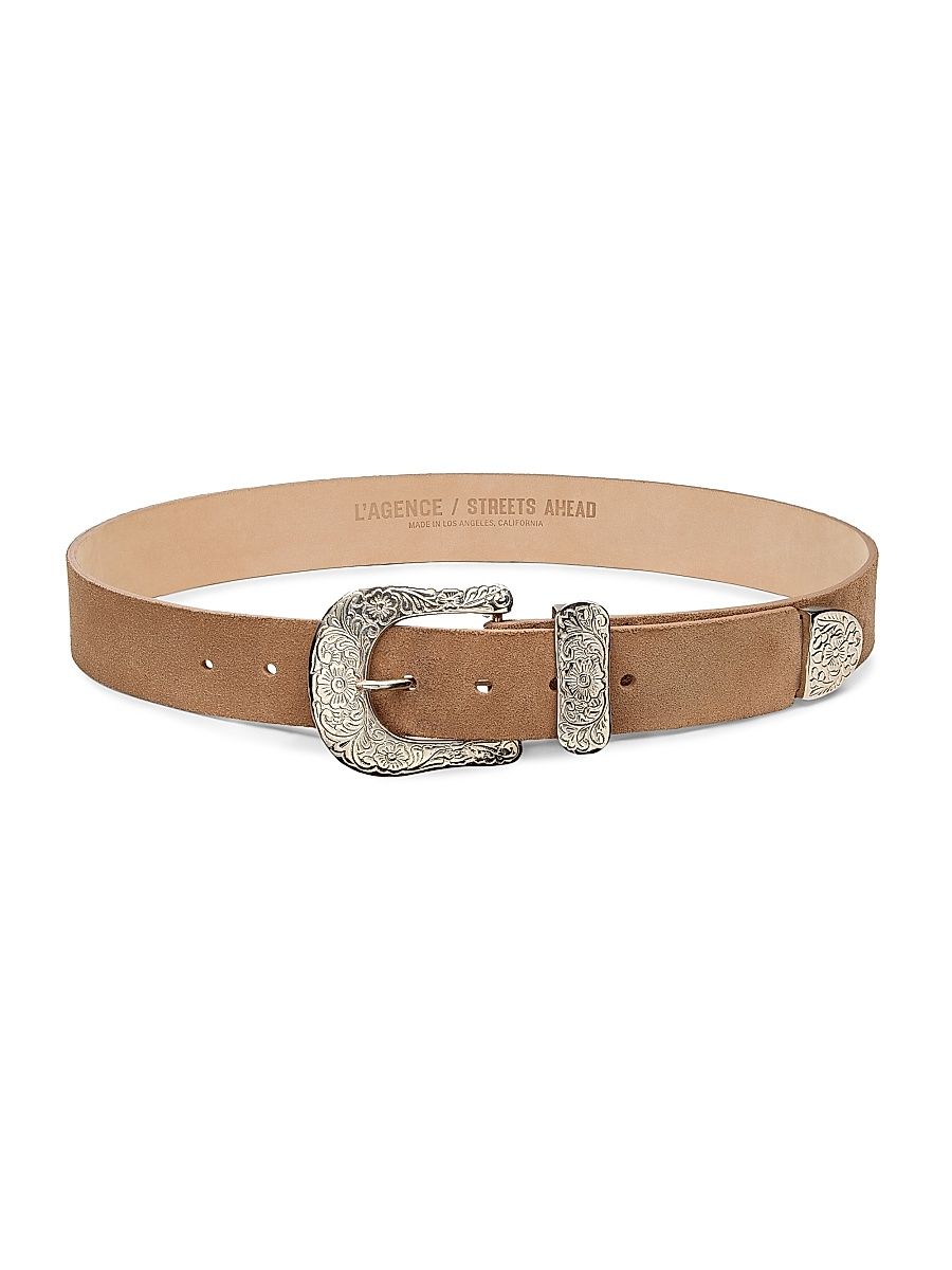 Women's Otera Leather Belt - Cappuccino - Size Medium