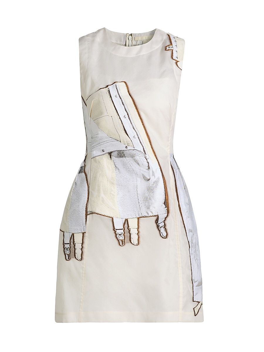 Women's Lingerie Jacquard Minidress - Chalk Plaster - Size 12