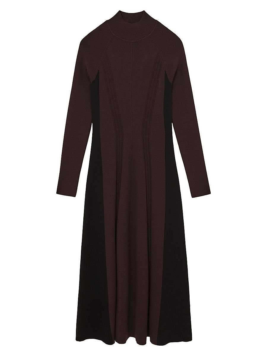 Women's Zaya Contrast-Panel Midi-Sweaterdress - Plum Black - Size XL