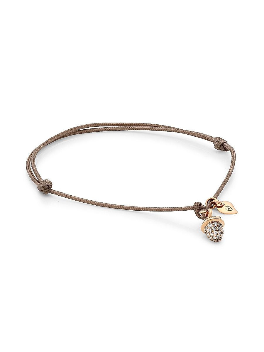 Women's My Mikado 18K Rose Gold & Diamond Pavé Acorn Sliding Knot Cord Bracelet - Rose Gold