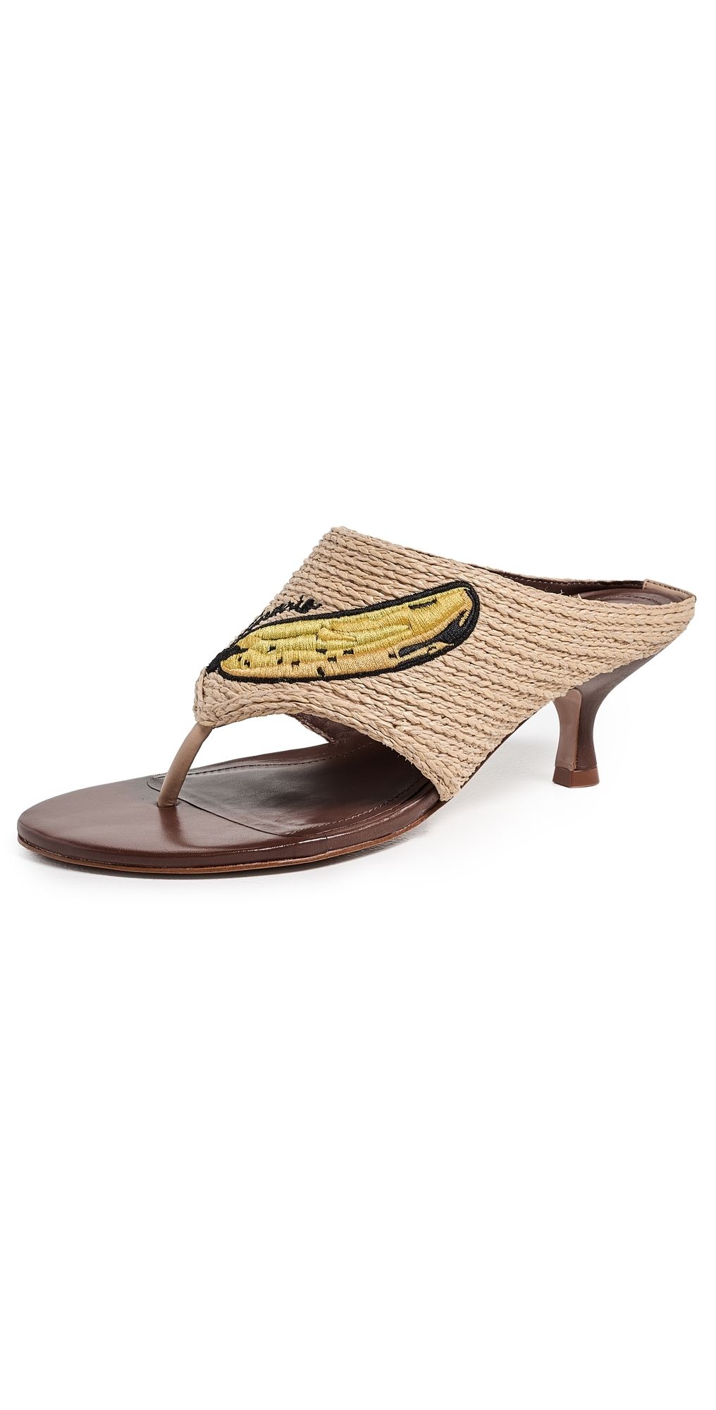 FARM Rio Raffia Icons Kitten Heels Walnut Banana 6.5