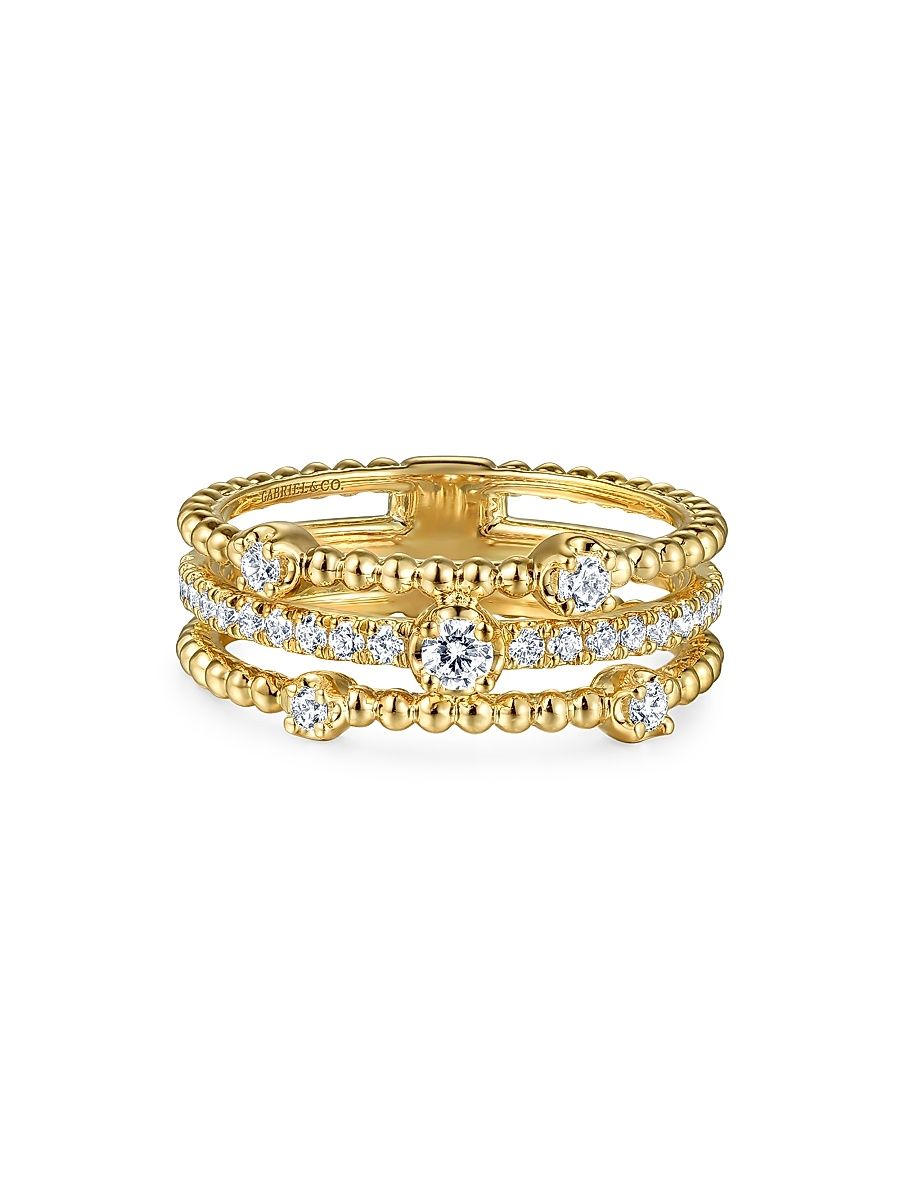 Women's Bujukan 14K Yellow Gold & 0.35 TCW Diamond Stacking Ring - Yellow Gold - Size 6.5