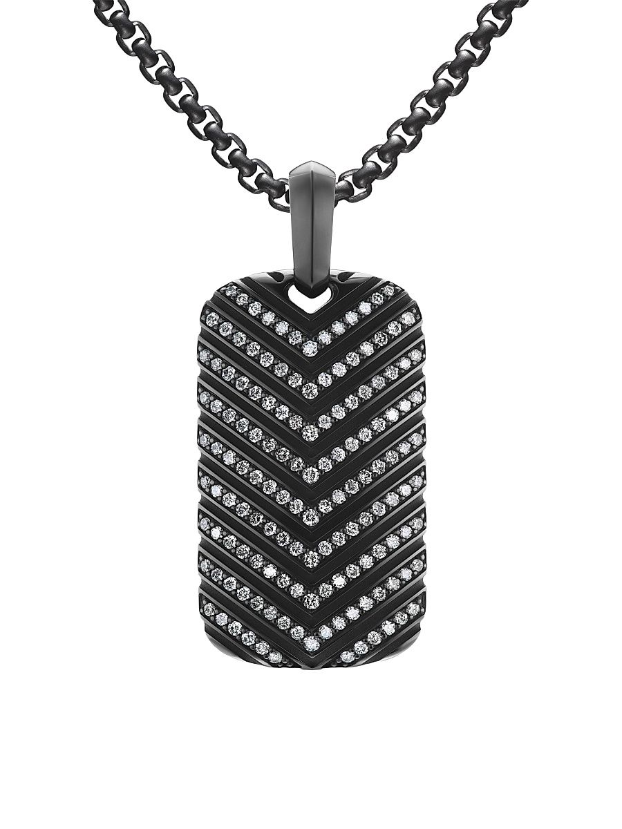 Men's Chevron Tag in Black Titanium - Diamond Black