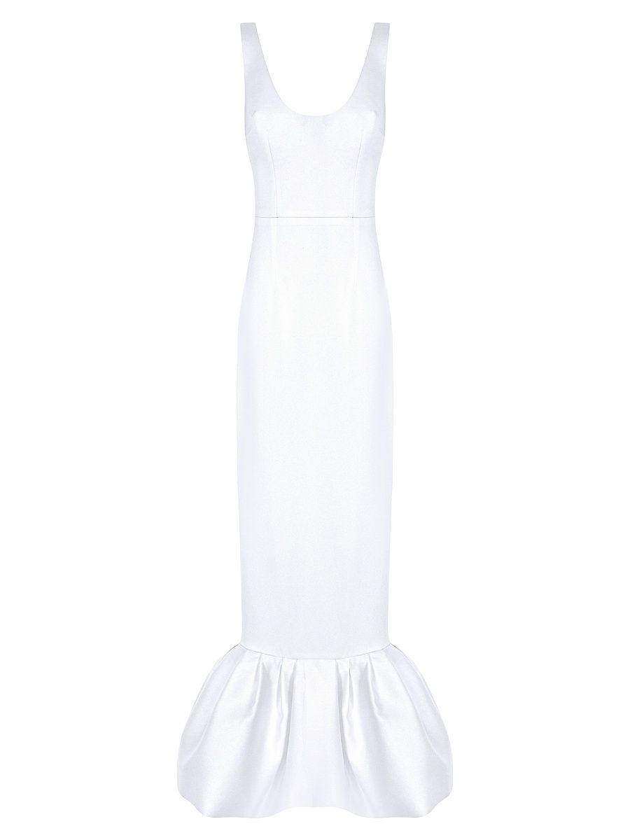 Women's Pualo Satin Mermaid Gown - Bianco Latte - Size 4