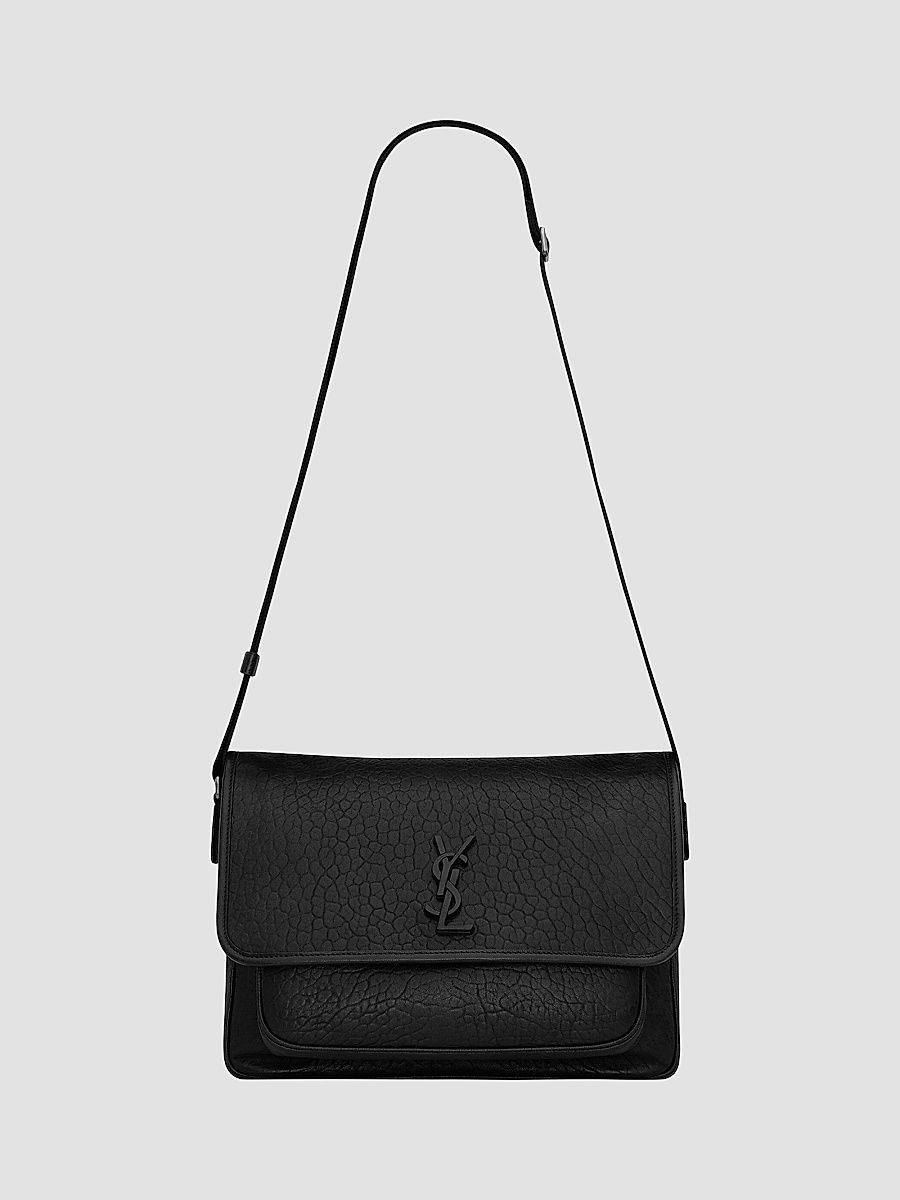 Saint Laurent Men's Niki Messenger Bag In Grained Leather - Black