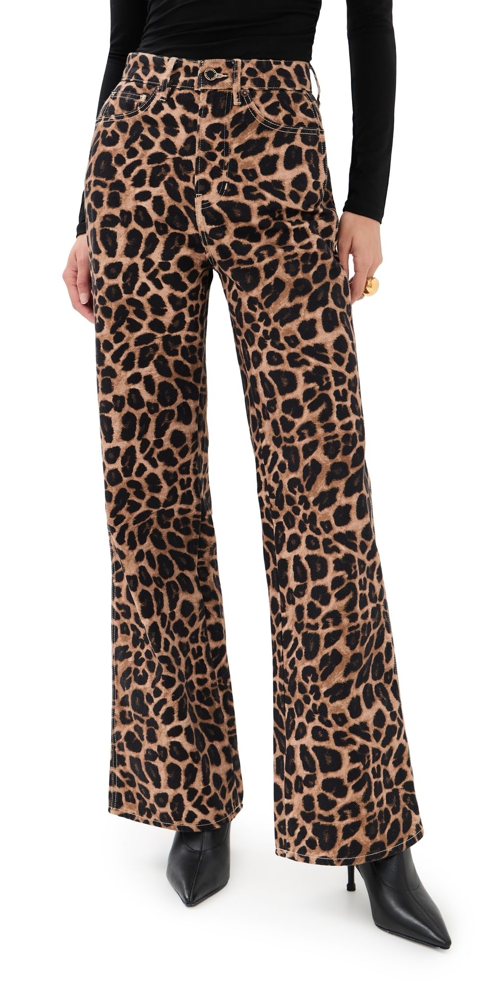 Veronica Beard Jean Taylor High Rise Wide Leg Jeans Washed Leopard 26