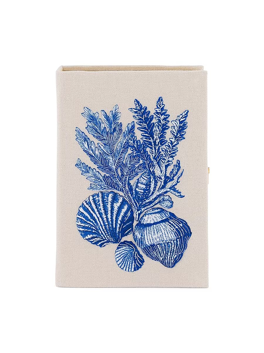 Women's Sea Garden Embroidered Cotton-Blend Book Clutch - Sand
