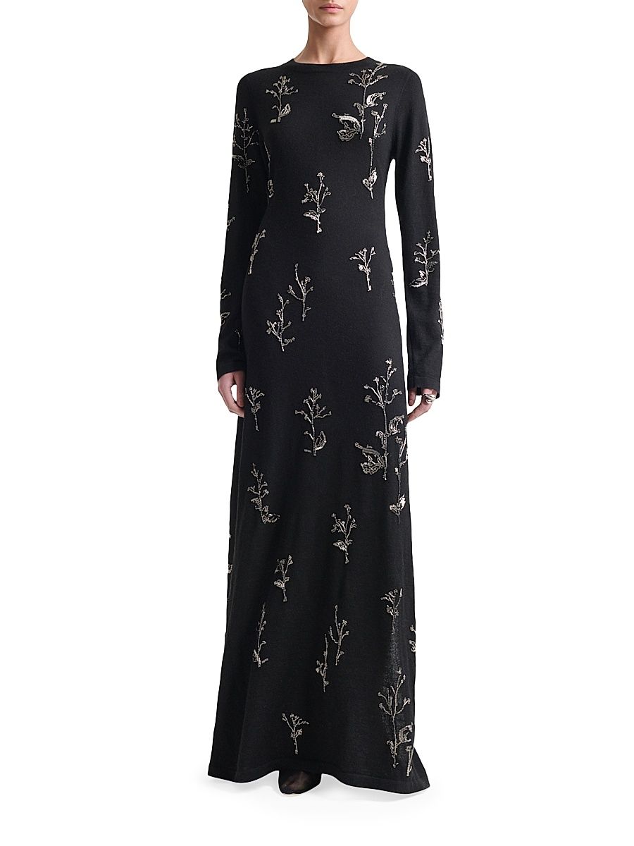 Women's Bozka Embellished Floral Gown - Black - Size Medium