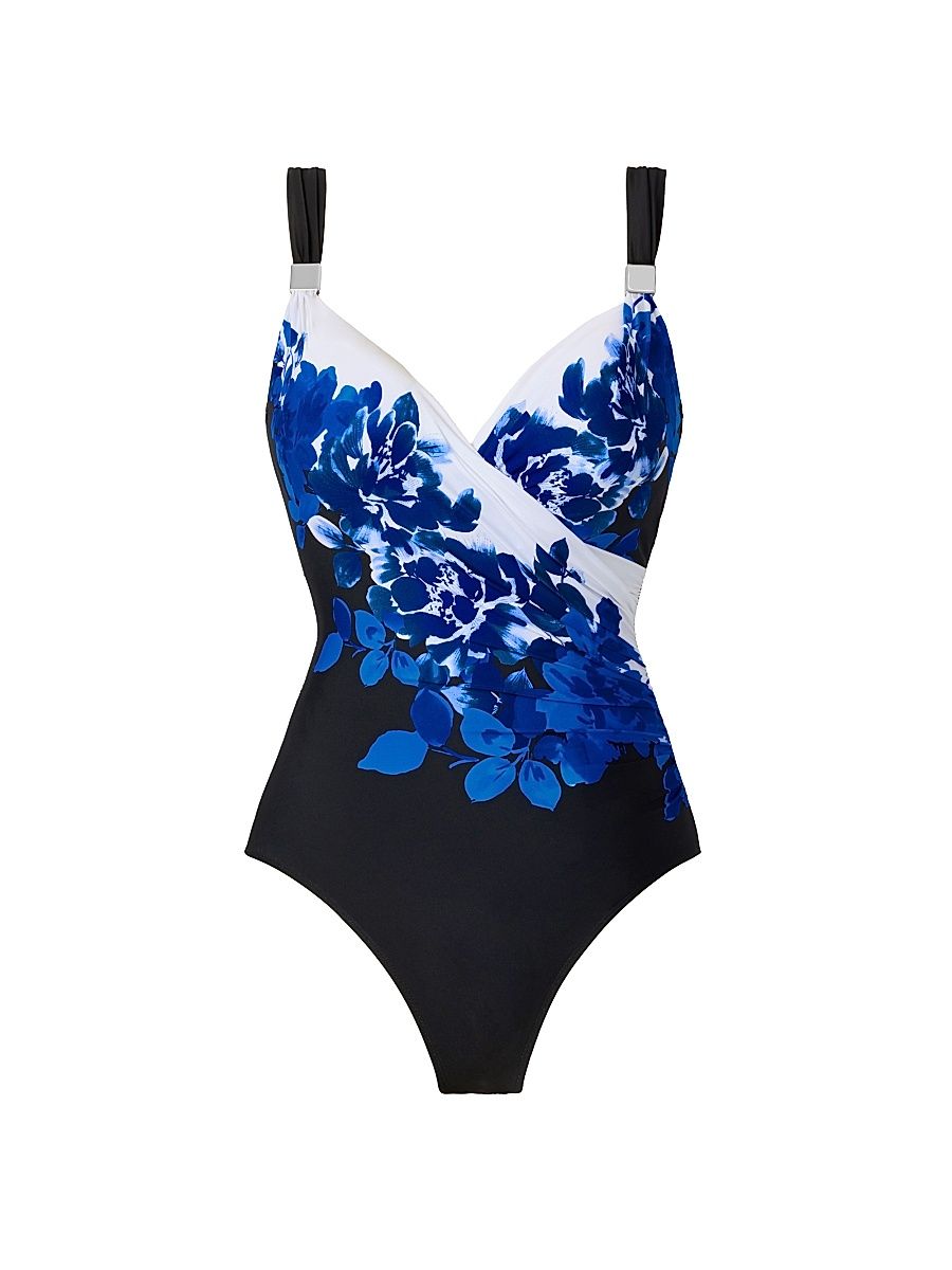 Women's Ombra Fiore Siren Floral Swimsuit - Black Multi - Size 16