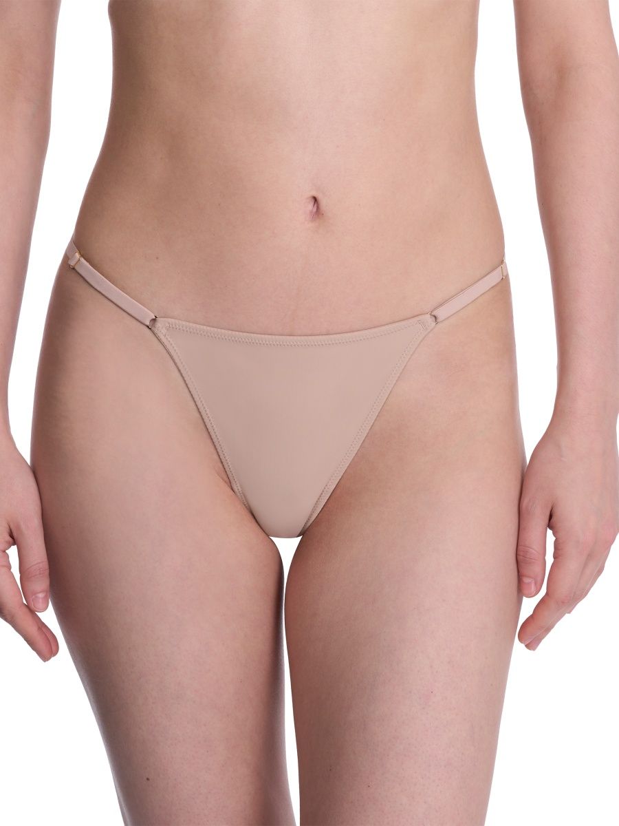 Natori Women's Verge Adjustable String Thong - Cafe - Size Large