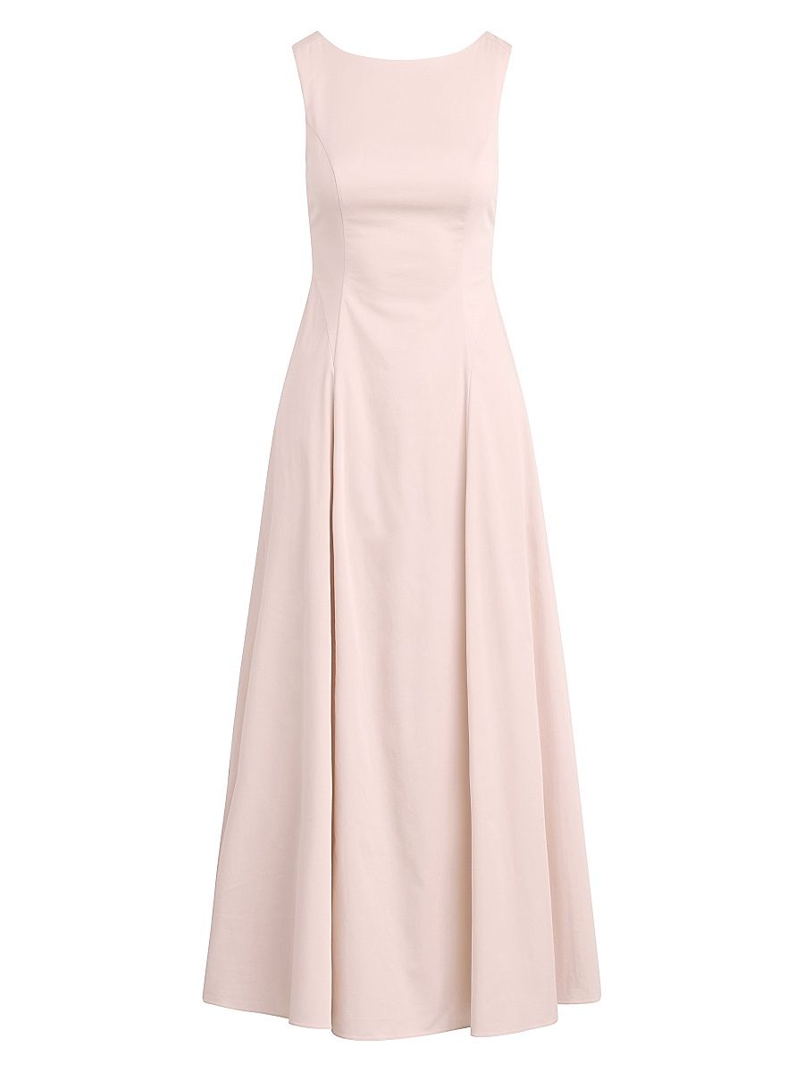 Women's Catherine Stretch-Poplin Boatneck Midi-Dress - Pale Pink - Size XS