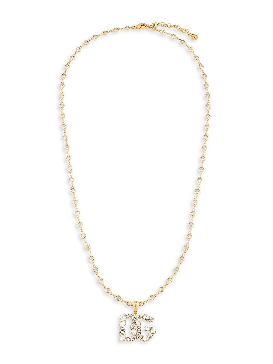 Women's Goldtone & Rhinestone Logo Pendant Necklace - Gold