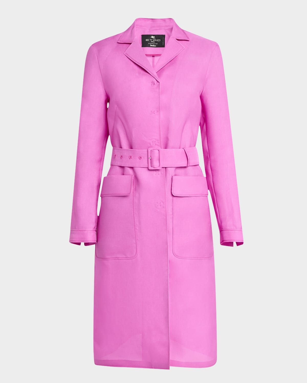 Silk Organza Belted Trench Coat