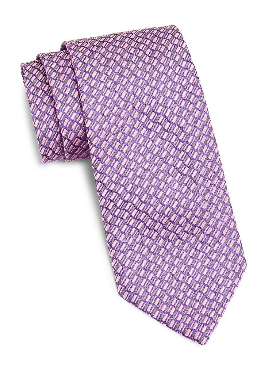 Men's Diagonal Railroad Silk Tie - Purple