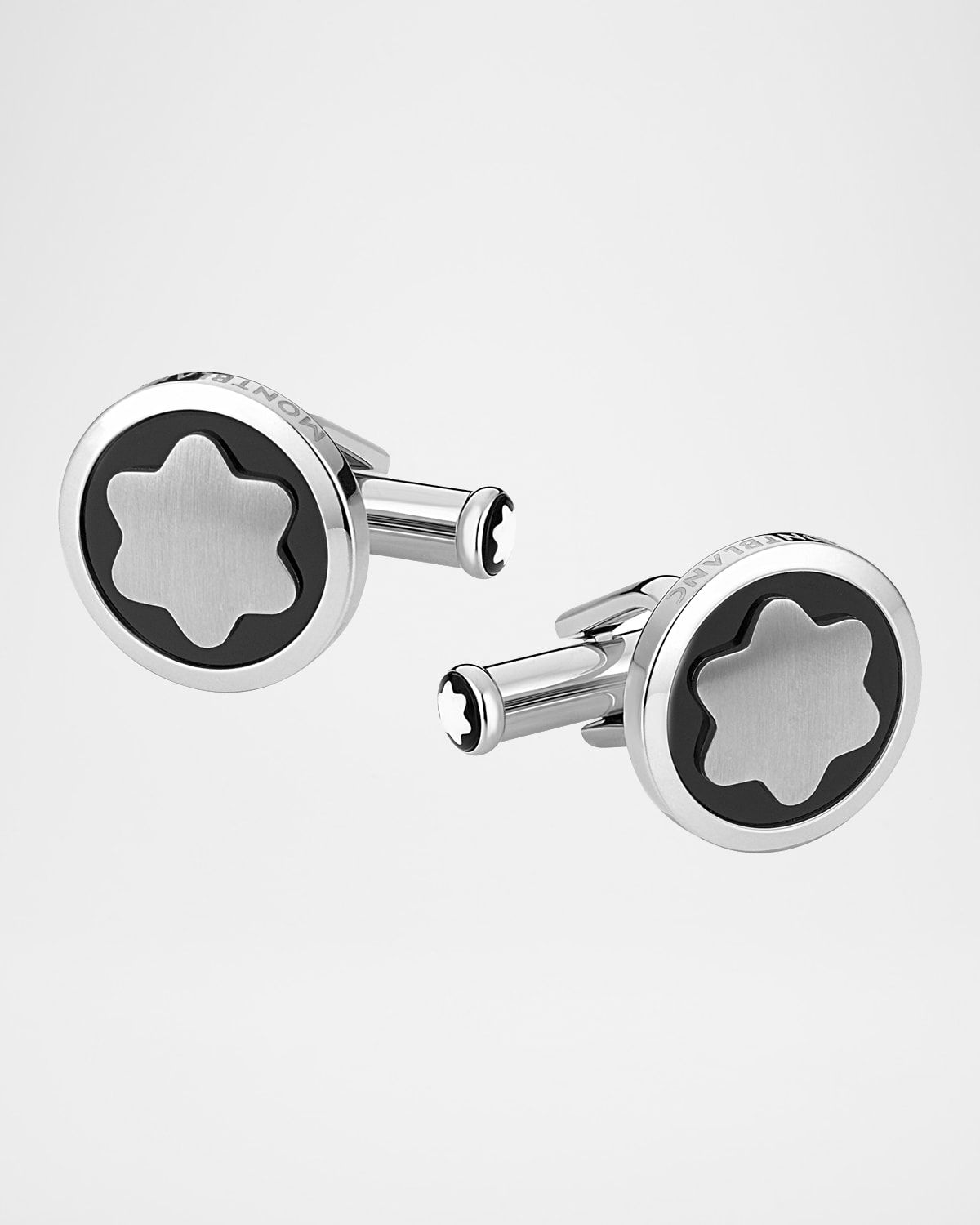 Onyx-Inlay Round Cuff Links, Black