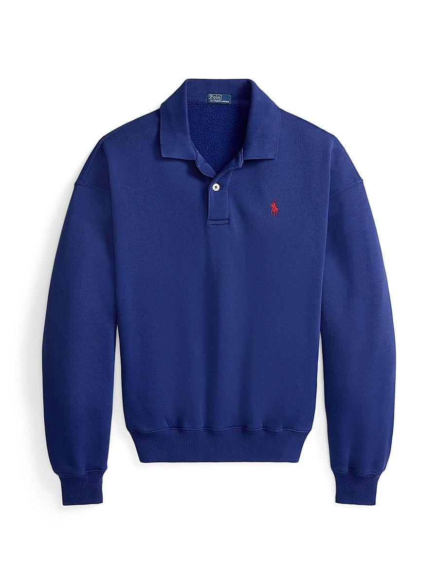 Women's Cotton-Blend Polo Sweatshirt - Heritage Royal - Size XL