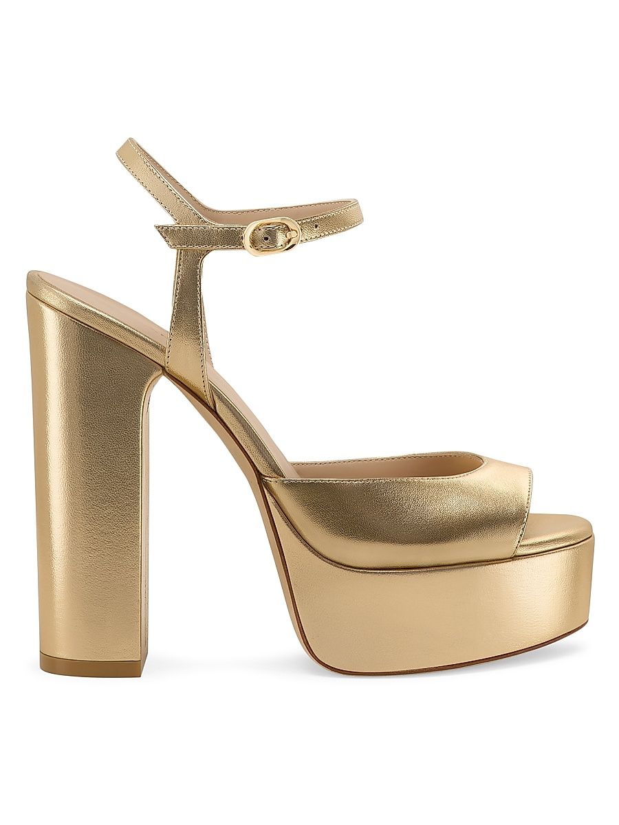 Women's Dayna Boost 130MM Metallic Leather Platform Sandals - Golden - Size 9.5