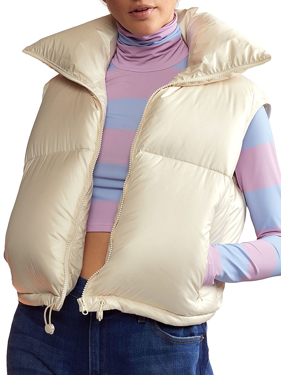 Women's Nylon Puffer Vest - White - Size XS