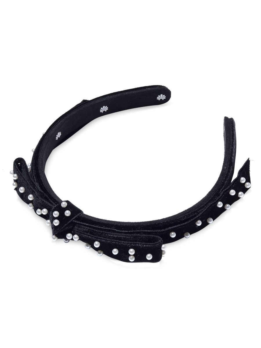 Lele Sadoughi Women's Pearl Bardot Ribbon Slim Headband - Black